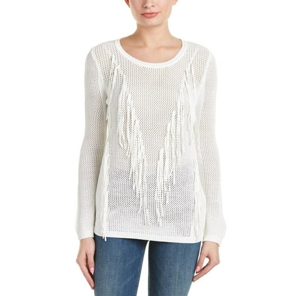 Sandro Fringe Sweater Top Longsleeve Shirt 2 US Medium - Picture 1 of 4